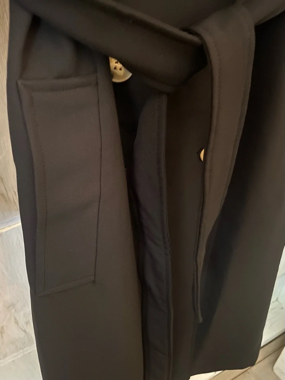 bagatelle Black Double-Breasted Trench Coat with Belt